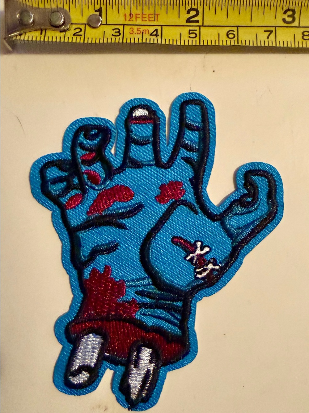 Blue Embroidered Zombie Hand Patch for Kids Crafts